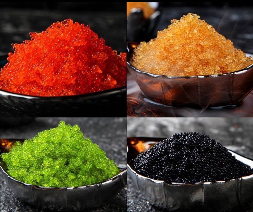 Червона ікра тобіко Зелена імітована Масаго , Капелана