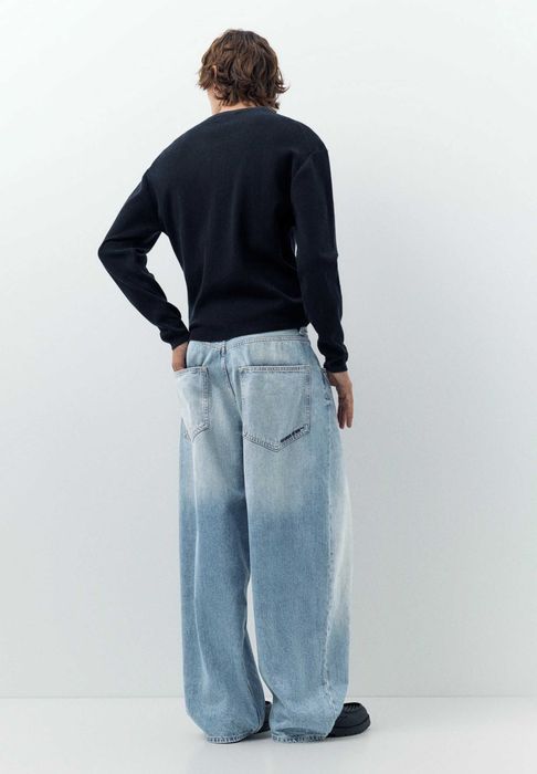 Джинси PULL&BEAR Super Baggy Fit Чоловічі Мішкуваті Широкі Скейтерські Сині На Осінь Нові