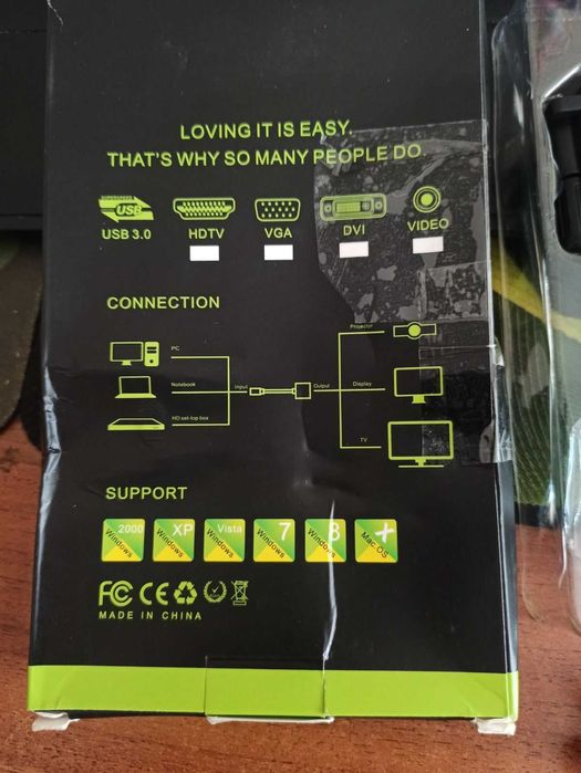 Конвектор FULL HD 1080 - VGA (папа) - HDMI (мама) + AUX коробка чорний