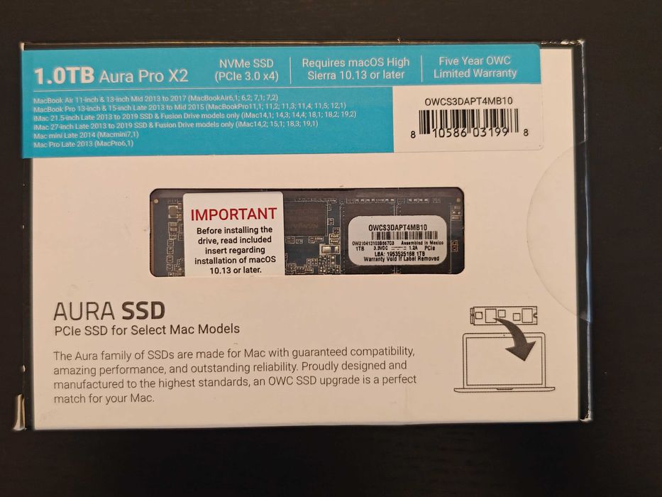 SSD Aura Pro X2 1Tb (compatível para PC ou upgrade Macbook)