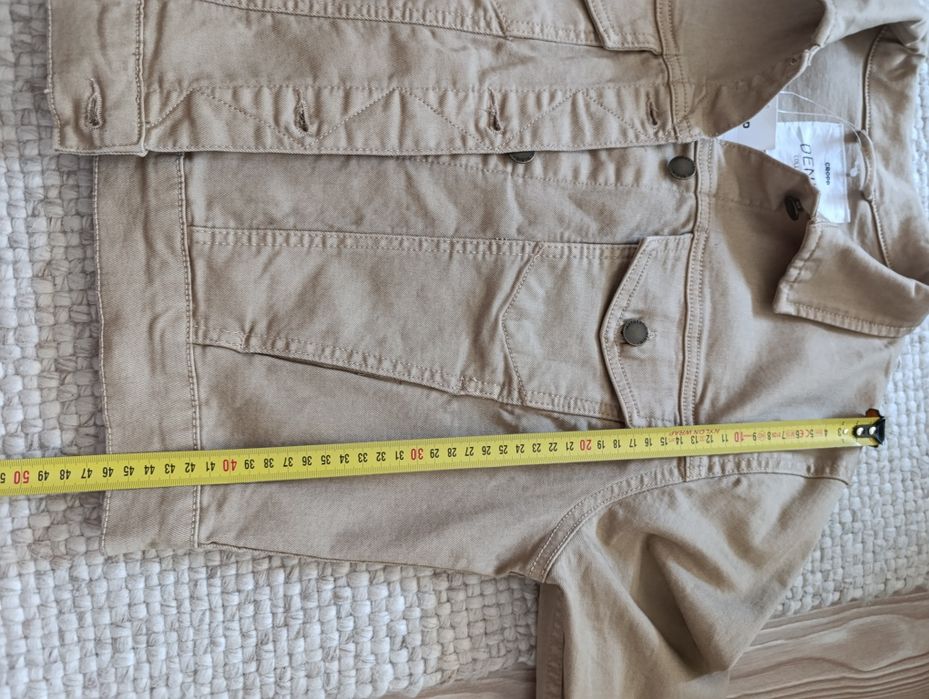 Kurtka jeansowa beżowa 42 Cropp