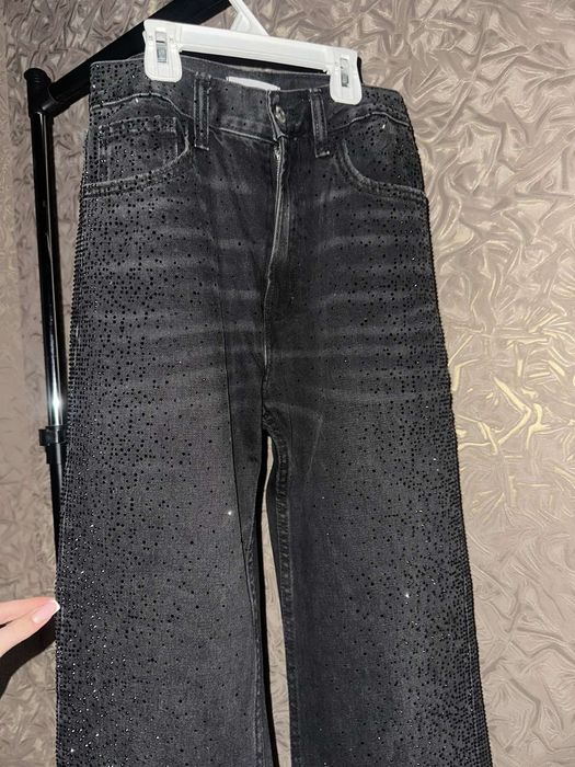 Джинси чорні в стразах Zara