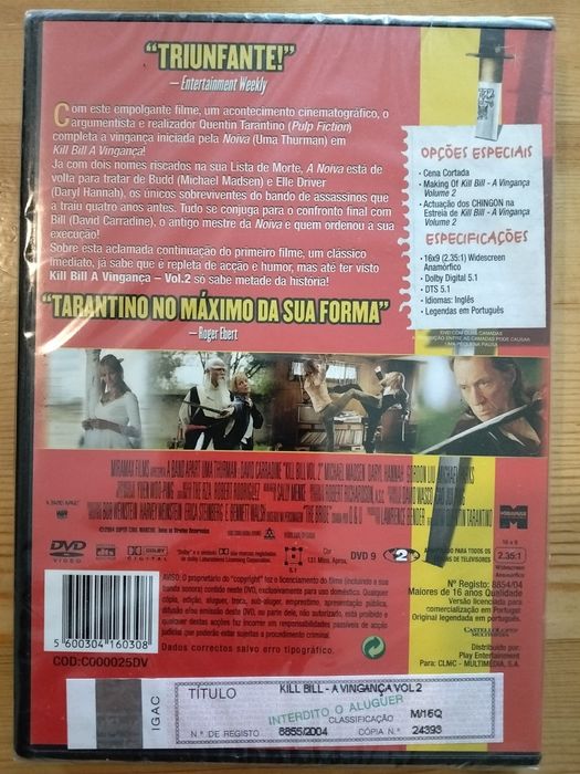 Kill Bill Vol. 1 + Vol. 2 DVD Novos ( Selados )