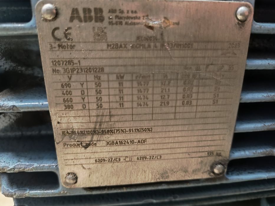 Silnik 11kW 1440/min ABB elektryczny motor indukcyjny.