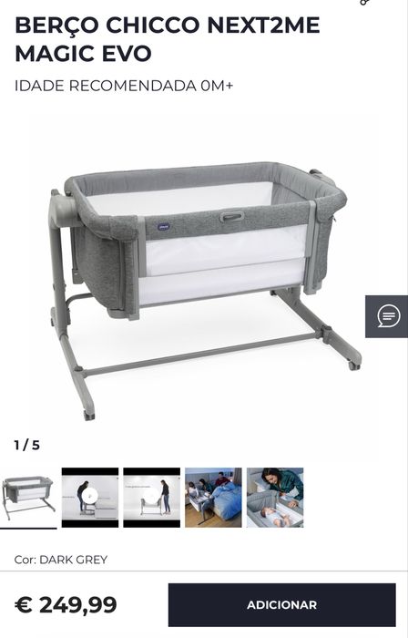 Berço chicco Next2Me Magic Evo + oferta Baloiço