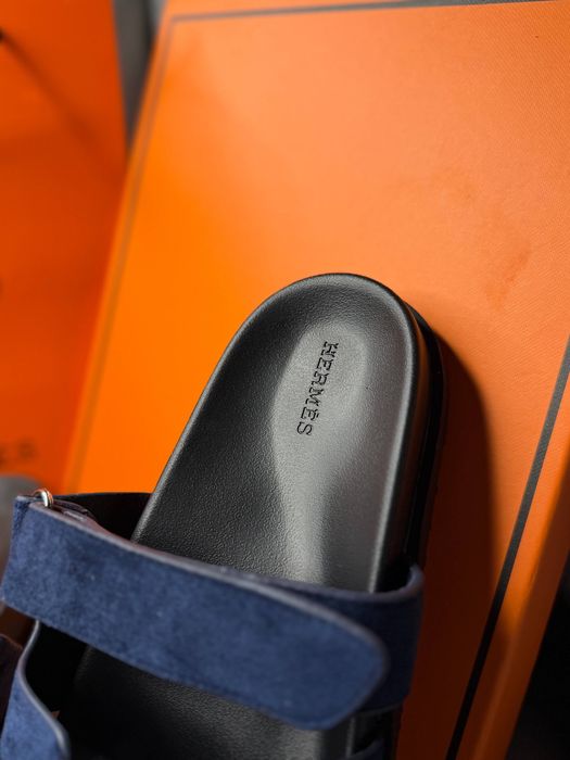Капці шльопанці сині ерме хермес hermes шипр chypre Жіночі шльопанці шкіряні