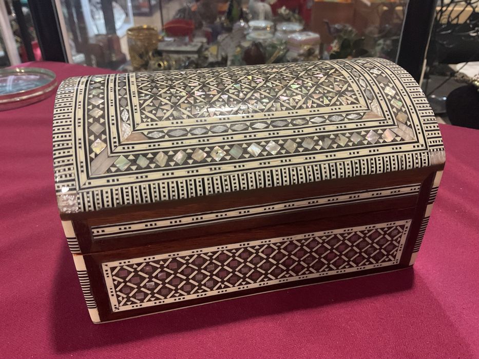 Caixa bau mosaic Sirian moorish madre pérola 16x11x9,5 cm