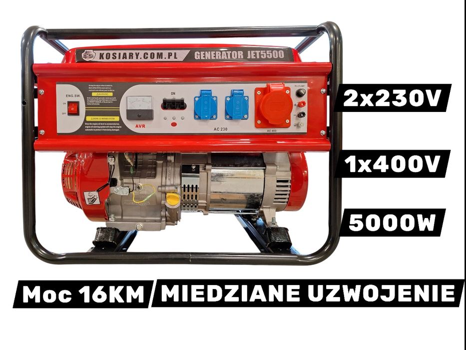 OD RĘKI Agregat prądotwórczy REALNA MOC 5,0 KW 3 FAZOWY jak traktorek
