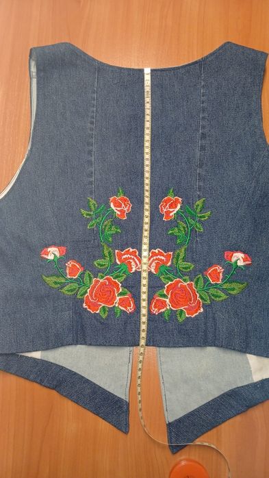Kamizelka jeans haftowana country