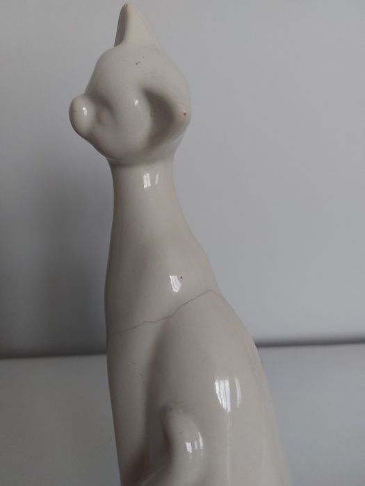 Ceramiczna figurka kota figura biała