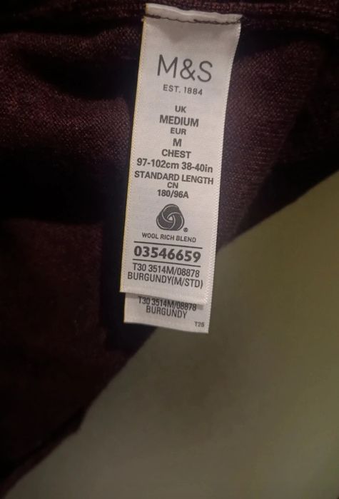 Marks & Spencer  Rozpinany męski sweter z wełny, 50% Merino, Roz. S/M