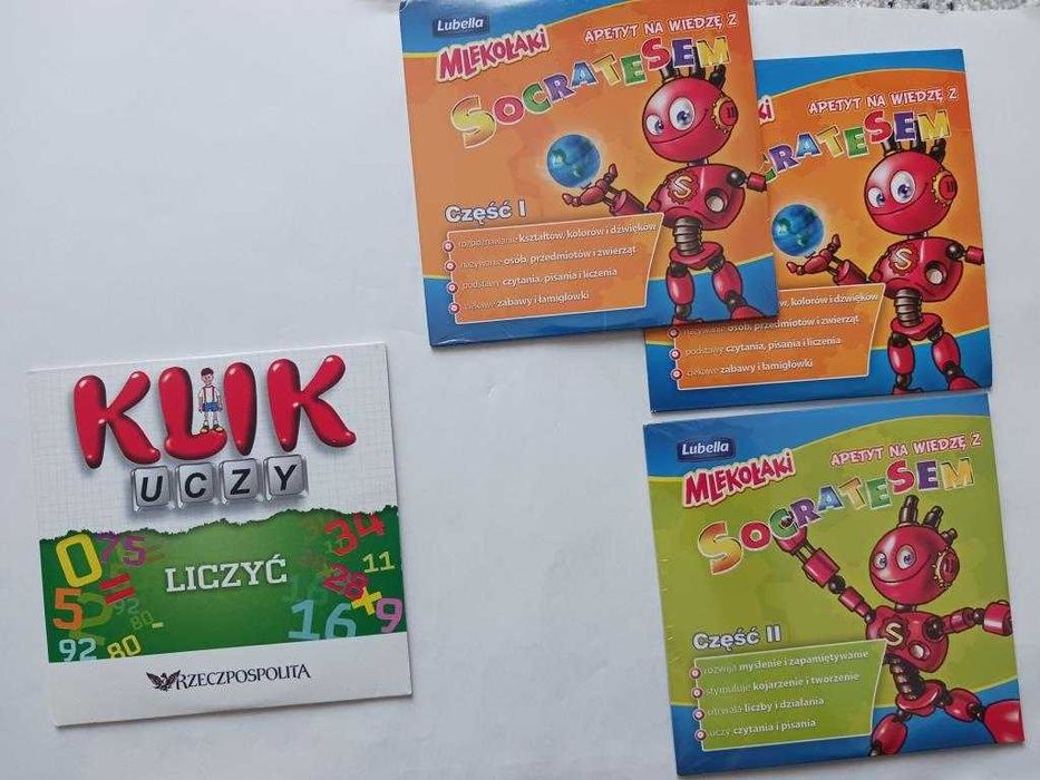 Płyty CD edukacyjne, matematyka, ortografia - Klik, Apetyt na wiedzę z Sokratesem 1, 2
