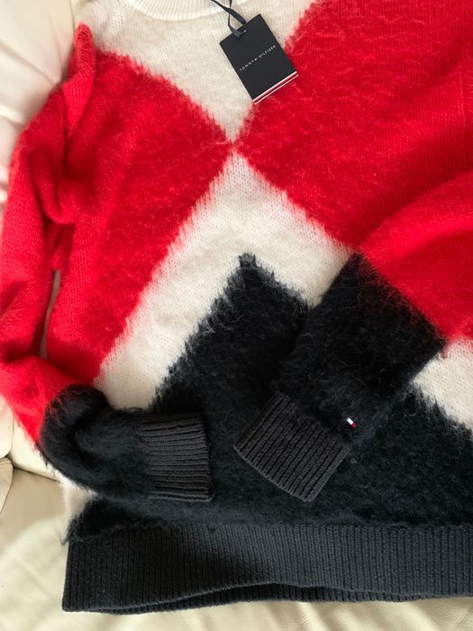 Tommy Hilfiger sweter w geometryczne wzory M/L oversize