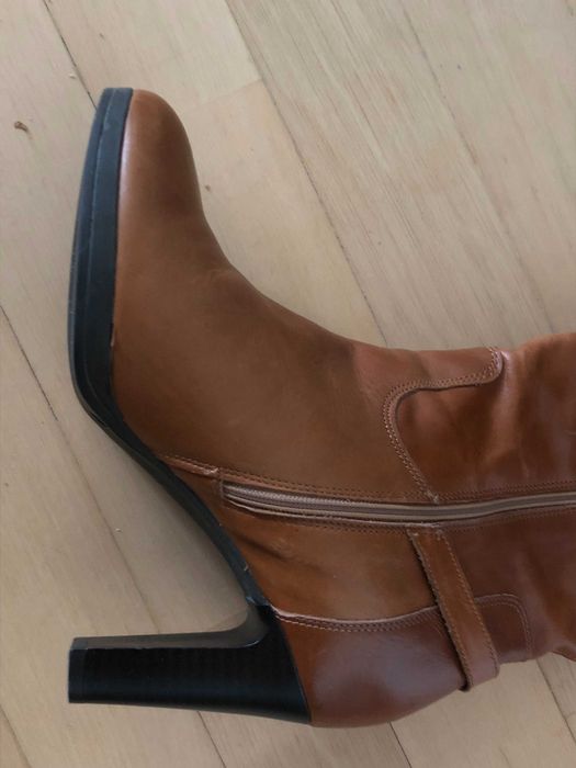 Kozaki Pier One, skóra, rude, 39