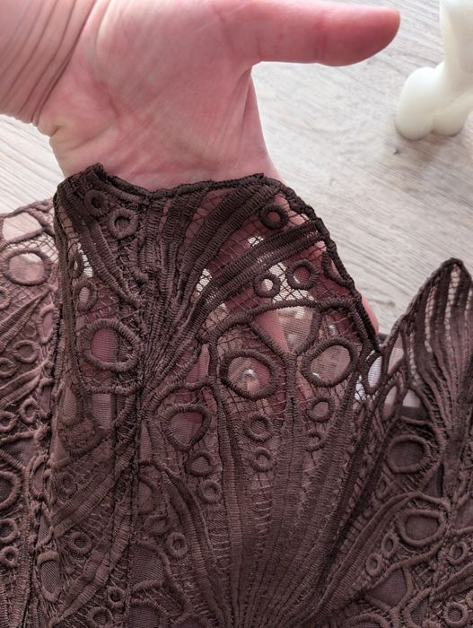 Gorset czekoladowy z haftem r. 42/XL sznurowany