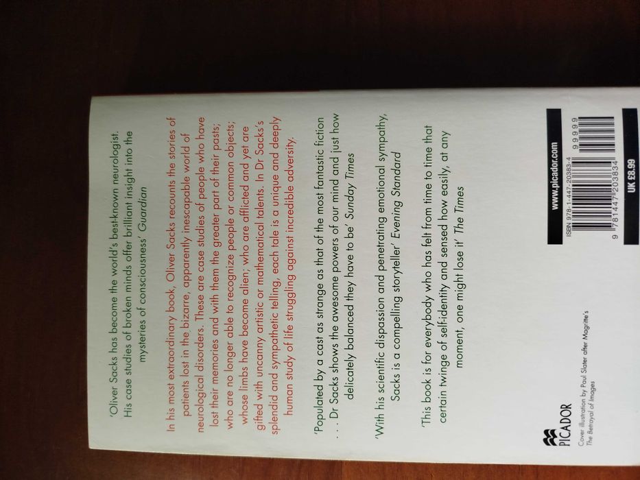 The man who mistook his wife for a hat, Oliver Sacks