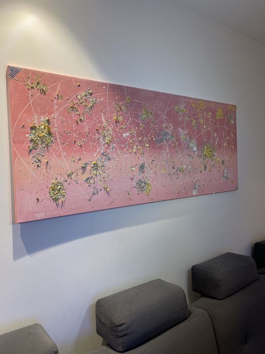 Tela tons rosa e dourado