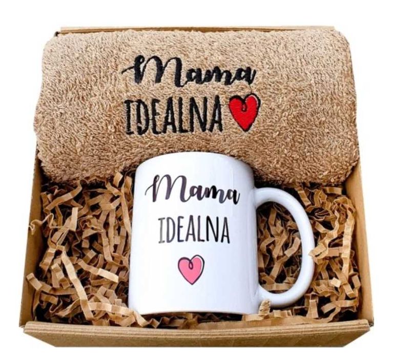 Prezent na dzień Mamy ręcznik kubek zestaw Matki