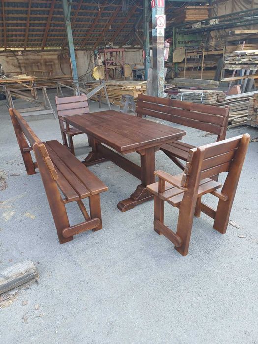 Стол из дерева. Лавка з дерева. Садовый комплект. Мебель на дачу.