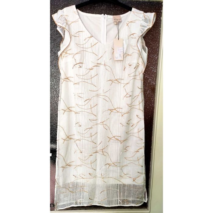 Sukienka na lato len bawełna wiskoza biała  bez rękawów r. 42