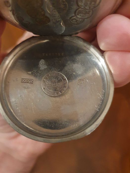 Relógio bolso longines com prata e ponteiros em Ouro