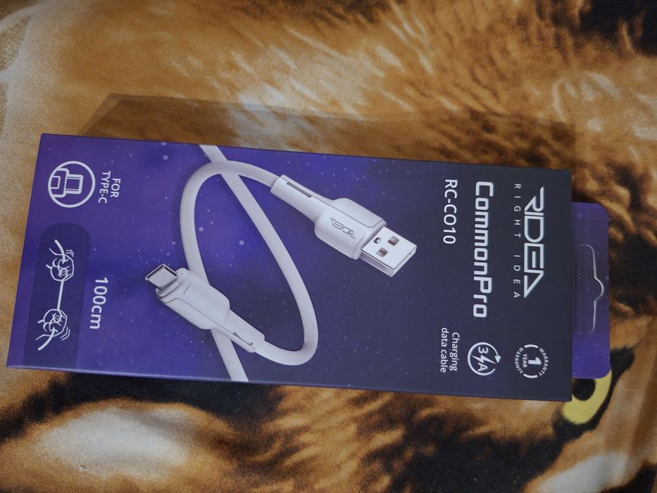 Кабель USB Type-C для быстрой зарядки и передачи данных 1м.