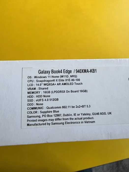Ультрабук 14" WQXGA + AR Amoled ноутбук Samsung Galaxy Book 4 Edge Snapdragon X Elite X1E-80-100 RAM 16GB SSD 512GB Win11