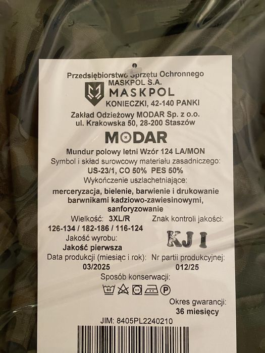 Mundur letni 124LA 3XL/R