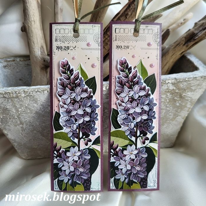 Zakładka do książki z bzem kwiaty bzu ręcznie robiona