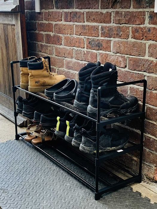 Czarna 3 poziomy do przechowywania na pudełka buty dom