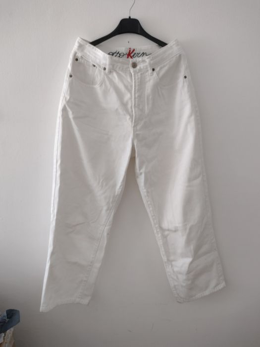 Białe vintage Otto kern jeansy dżins wysoki stan szeroka nogawka m 38