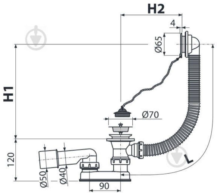 Сифон для вани AlcaPlast A501