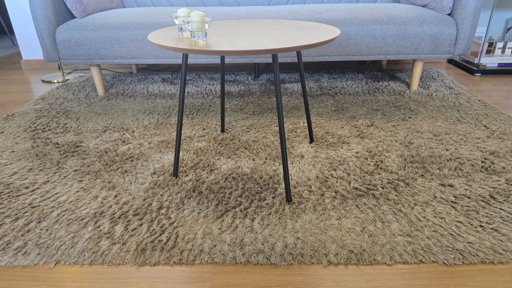 Nova Mesa de Centro Redonda Estilo Nórdico – Tampo Madeira e Pés Metálicos