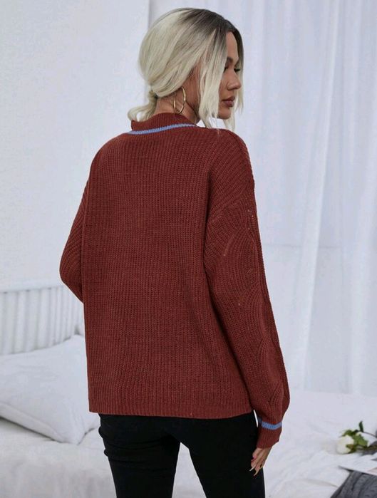 SHEIN LUNE Suéter Feminino Com Acabamento Em Bloco Colorido E Ombro Ca