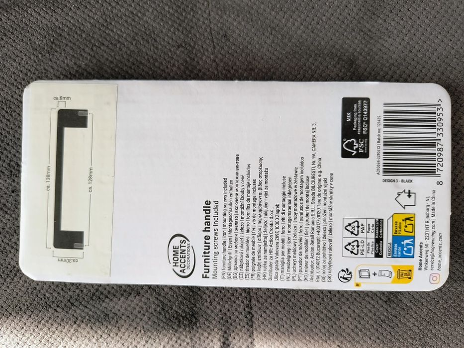 Uchwyt meblowy ze śrubami montażowymi