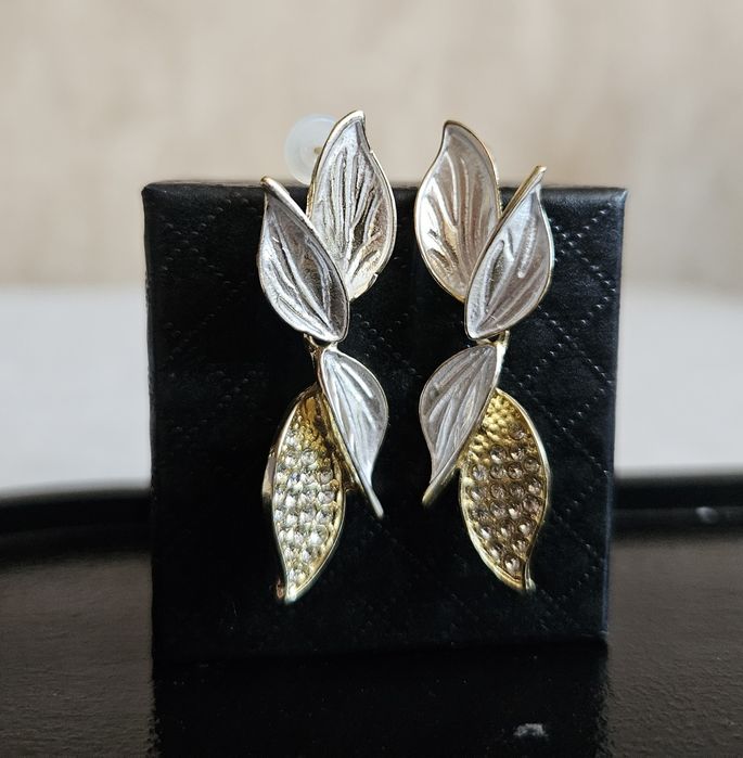 Kolczyki stal płatki liście eleganckie wesele prezent boho