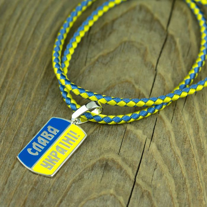 Патріотичний срібний підвіс Слава Україні Героям Слава підвіска кулон