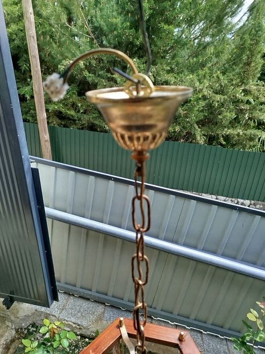 Candeeiro Madeira com vidros Lapidados