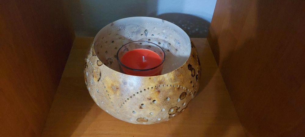 Świecznik z tykwy rękodzieło