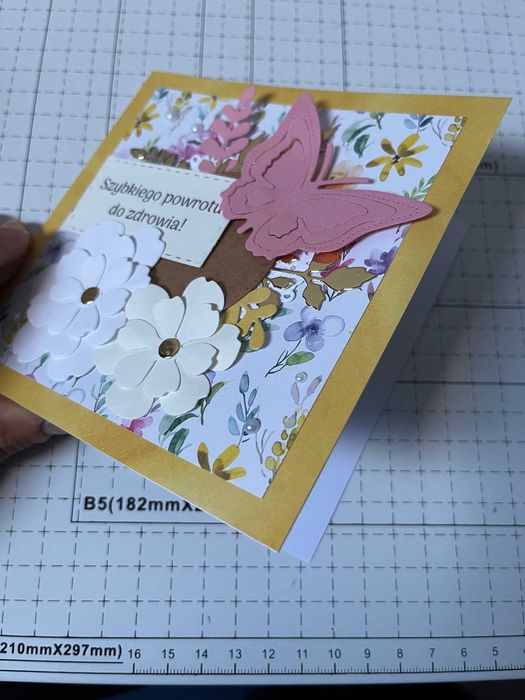 Kartka z życzeniami zdrowia, powrotu do zdrowia, handmade rękodzieło