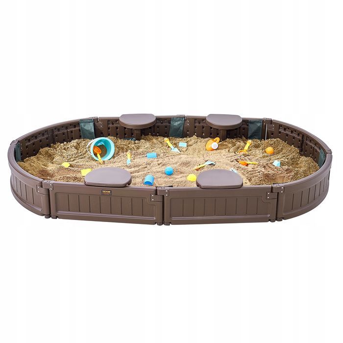Piaskownica VEVOR Z pokrywą 183X105X23 cm owalna hdpe