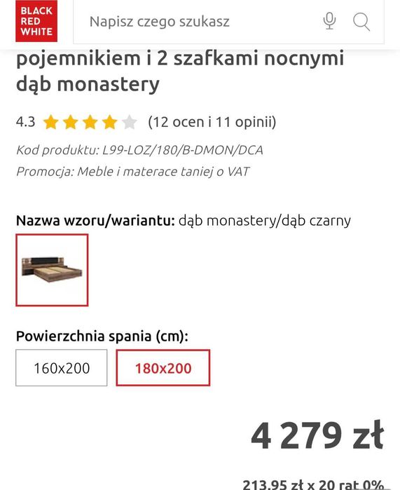 Łóżko sypialniane