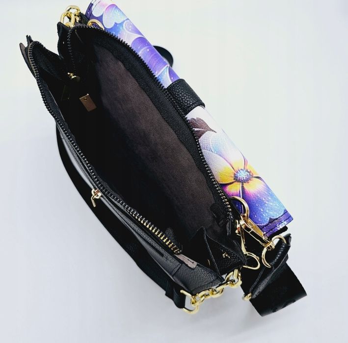 Torebka listonoszka Massimo Contti skóra ekologiczna czarna na ramię