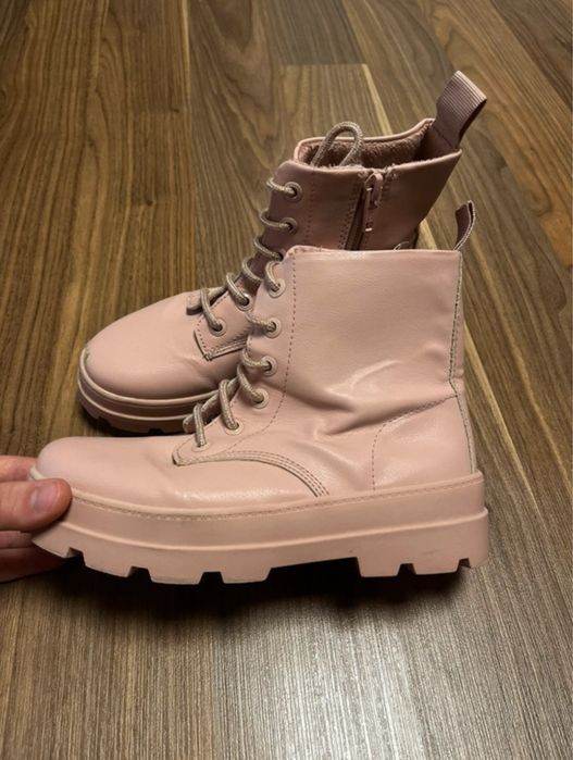 Sznurowane glany trzewiki różowe dziewczęce