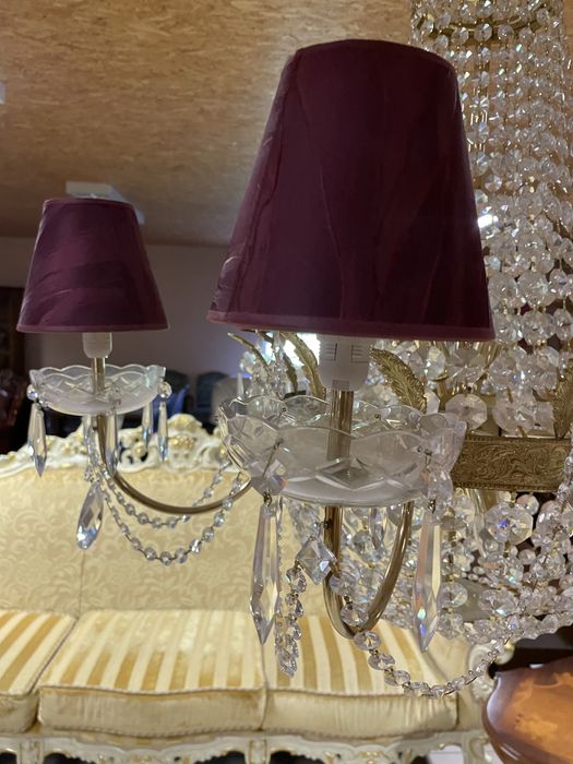 Przepiekny Żyrandol (dostepne 2) Kryształowy Mosiężny Kinkiety Cudo