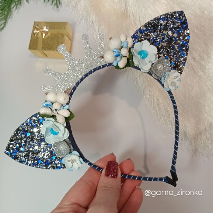 Зимові вушка. Новорічні обручі. Обруч з ягідками