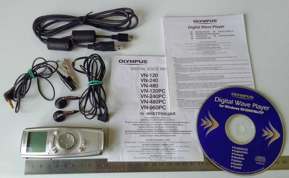 Диктафони Sanyo TRC-5200 вінтаж, Olympus VN-480PC, міні аудіокасети