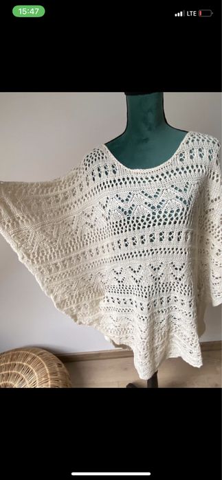 Azurowe poncho sweter M-L Only