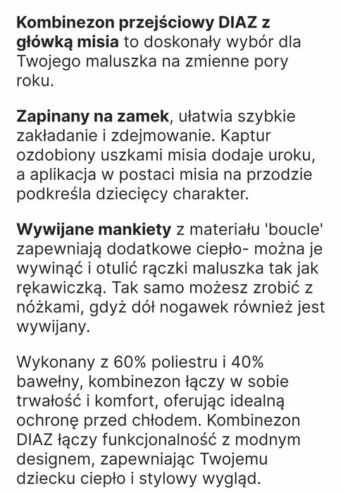 Kombinezon przejściowy Diaz 68 Nowy