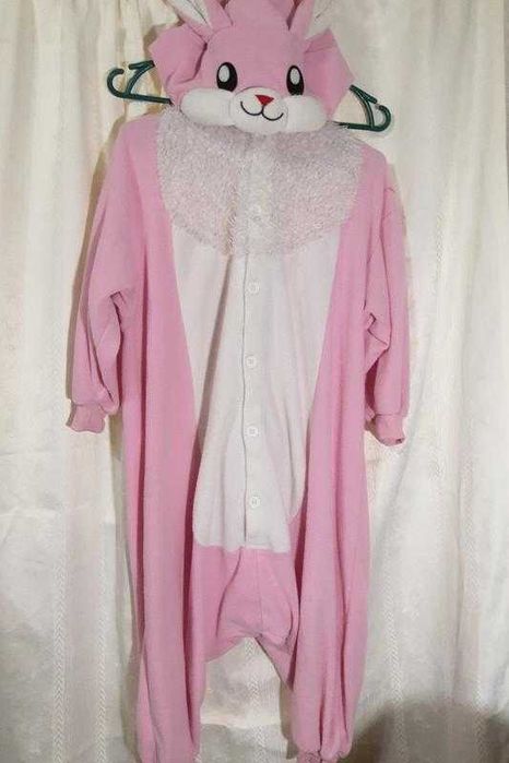Кигуруми детский карнавальный костюм пижама заяц на девочку 130